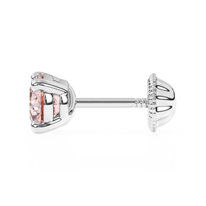 June Birthstone, 4mm Swarovski Crystal Stud Earrings - Solid 14K White Gold, Screw Back, for Babies & Children