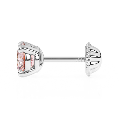 June Birthstone, 4mm Swarovski Crystal Stud Earrings - Solid 14K White Gold, Screw Back, for Babies & Children