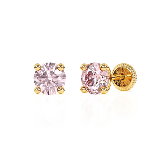 June Birthstone, 4mm Swarovski Crystal Stud Earrings - Solid 14K Gold, Screw Back, for Babies & Children