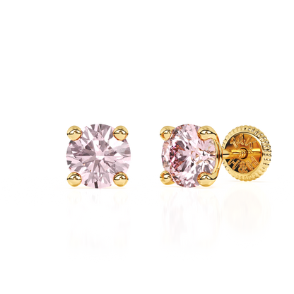 June Birthstone, 4mm Swarovski Crystal Stud Earrings - Solid 14K Gold, Screw Back, for Babies & Children