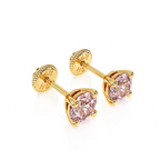 June Birthstone, 4mm Swarovski Crystal Stud Earrings - Solid 14K Gold, Screw Back, for Babies & Children