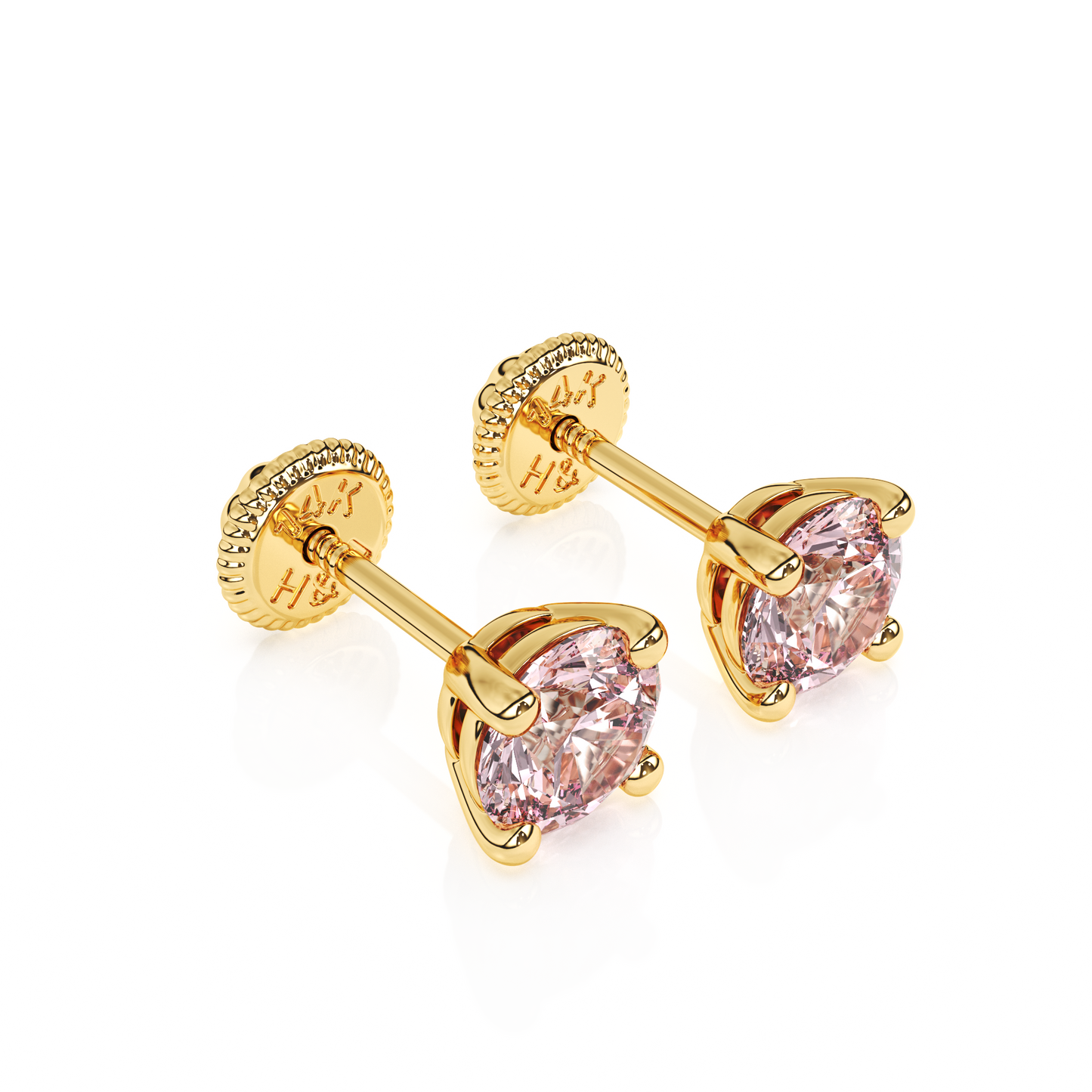 June Birthstone, 4mm Swarovski Crystal Stud Earrings - Solid 14K Gold, Screw Back, for Babies & Children