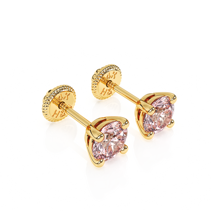 June Birthstone, 4mm Swarovski Crystal Stud Earrings - Solid 14K Gold, Screw Back, for Babies & Children