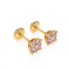 June Birthstone, 4mm Swarovski Crystal Stud Earrings - Solid 14K Gold, Screw Back, for Babies & Children