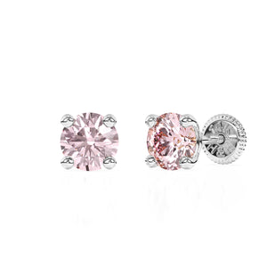 Swarovski June birthstone stud earrings in white gold with screwback post.