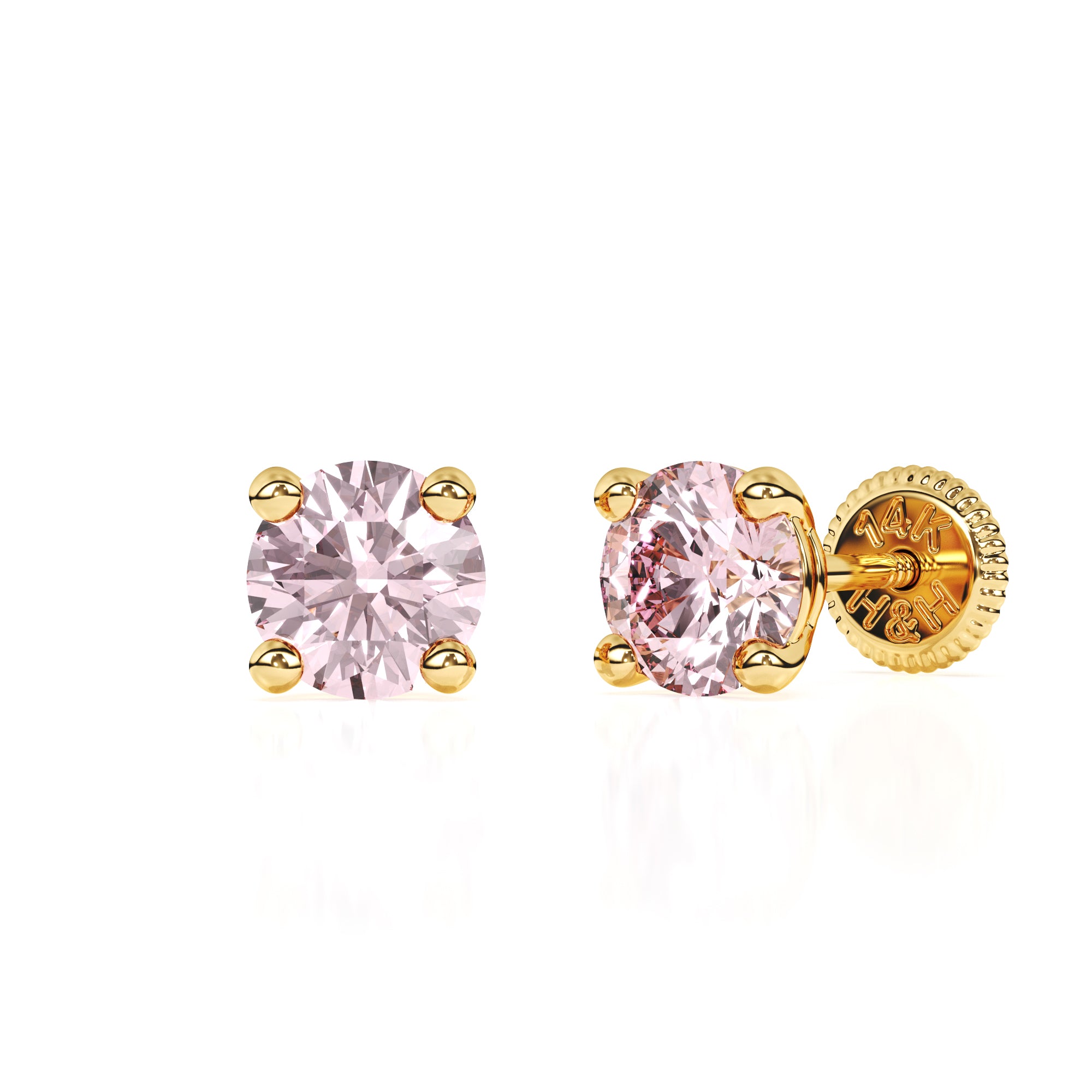 Swarovski June birthstone stud earrings in yellow gold with screwback post.
