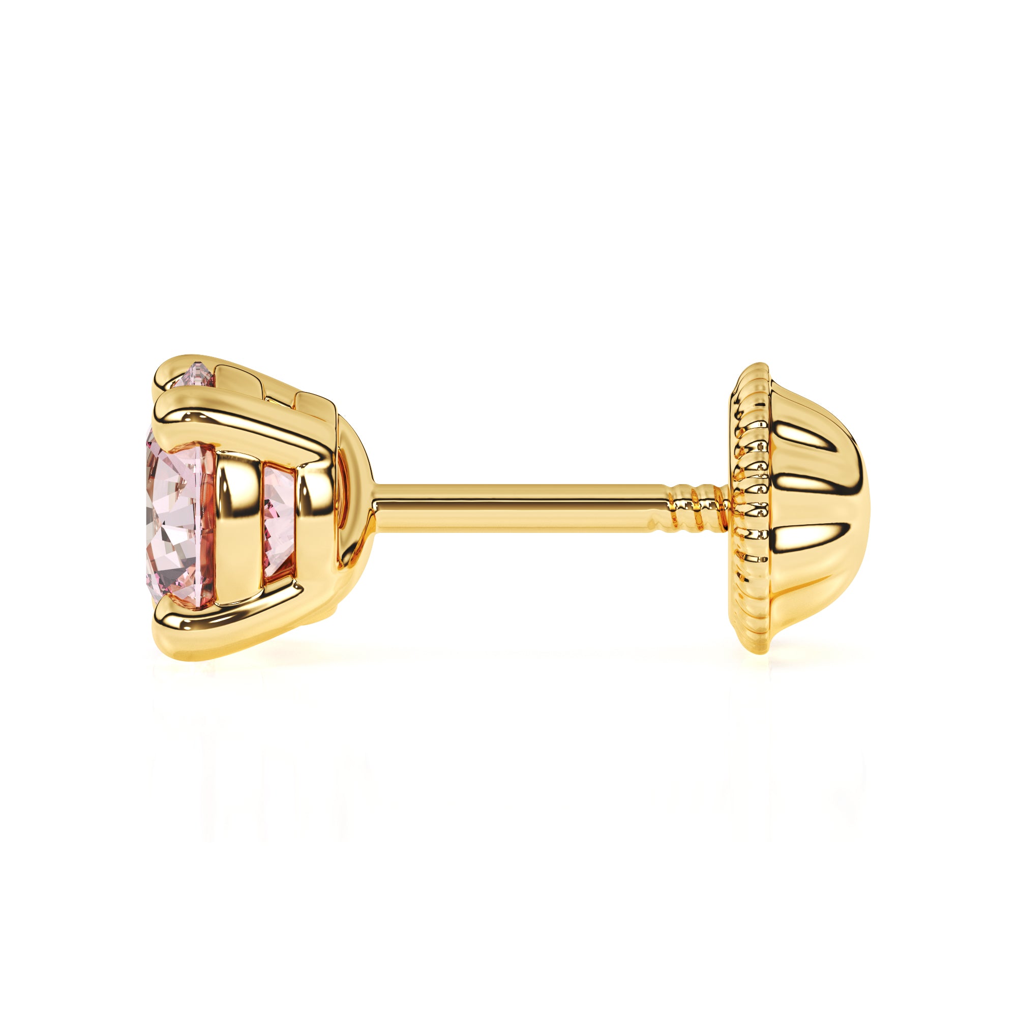 Swarovski June birthstone stud earrings in yellow gold with screwback post.