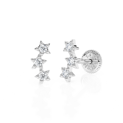 Lucky Stars, Clear CZ Stud Earrings5
