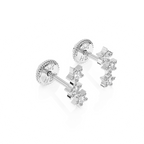 Lucky Stars, Clear CZ Stud Earrings - Solid 14K White Gold, Screw Back, for Babies & Children