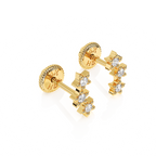 Lucky Stars, Clear CZ Stud Earrings - Solid 14K Gold, Screw Back, for Babies & Children