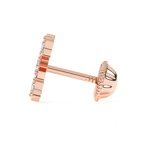 Pendientes Lucky Stars con circonitas transparentes - Oro rosa macizo de 14 quilates, cierre de rosca, para bebés y niños