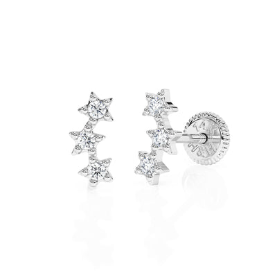 Lucky Stars, Clear CZ Stud Earrings1