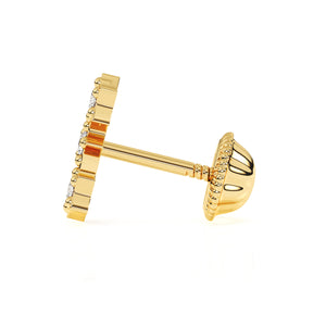 Pendientes de estrella de la suerte con circonita cúbica transparente - Oro macizo de 14 quilates, cierre de rosca, para bebés y niños