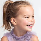 Lucky Stars, Clear CZ Stud Earrings - Solid 14K Gold, Screw Back, for Babies & Children