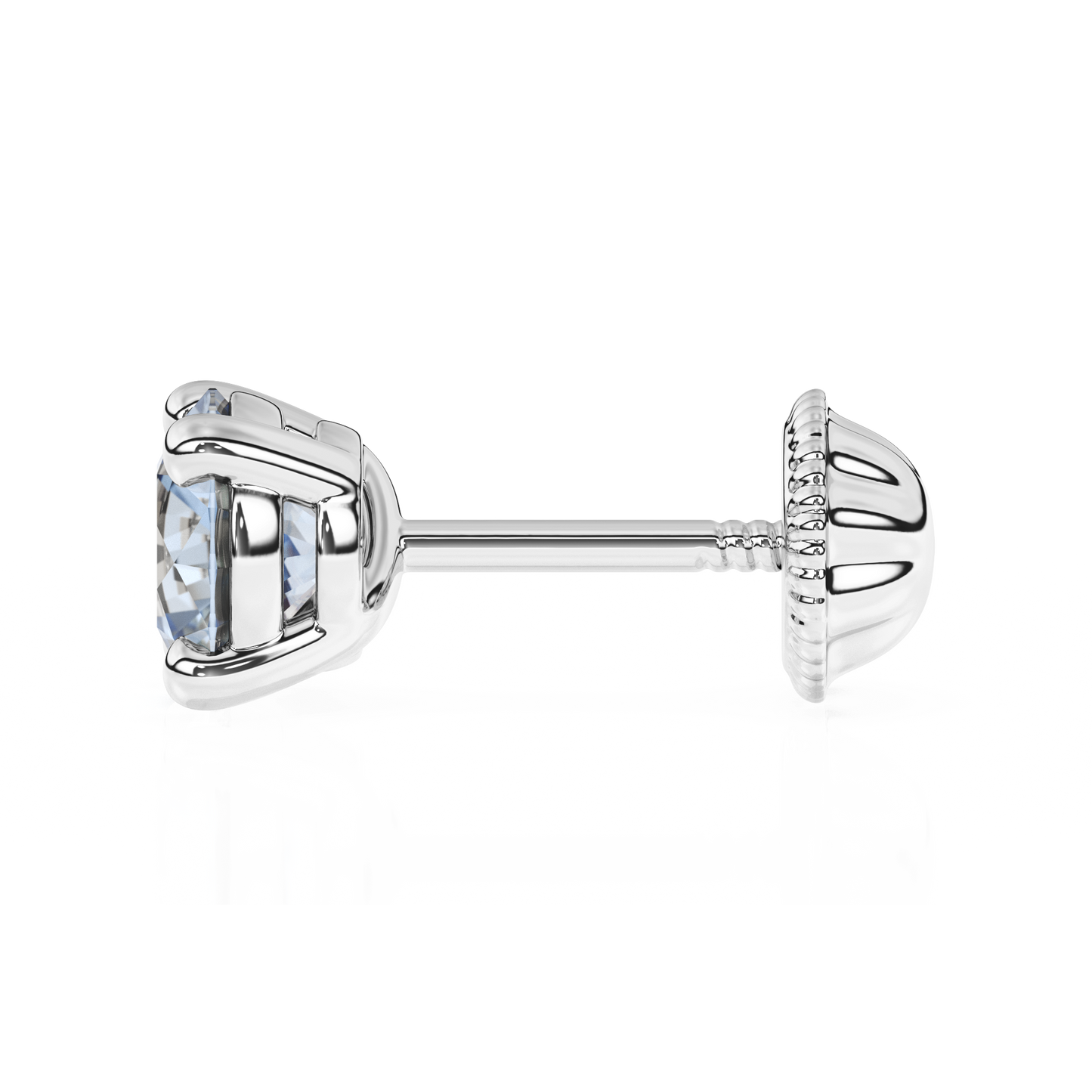 March Birthstone, 4mm Swarovski Crystal Stud Earrings - Solid 14K White Gold, Screw Back, for Babies & Children