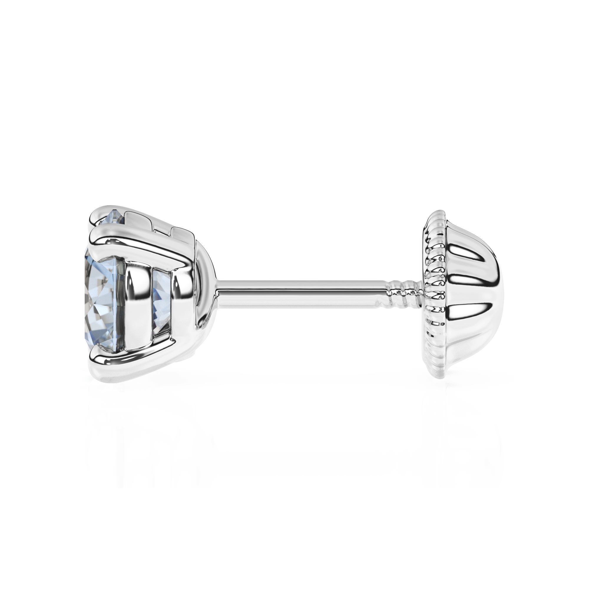March Birthstone, 4mm Swarovski Crystal Stud Earrings - Solid 14K White Gold, Screw Back, for Babies & Children