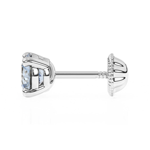 March Birthstone, 4mm Swarovski Crystal Stud Earrings - Solid 14K White Gold, Screw Back, for Babies & Children