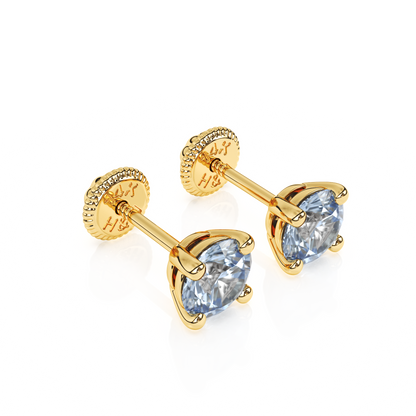 March Birthstone, 4mm Swarovski Crystal Stud Earrings - Solid 14K Gold, Screw Back, for Babies & Children