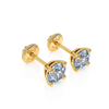 March Birthstone, 4mm Swarovski Crystal Stud Earrings - Solid 14K Gold, Screw Back, for Babies & Children