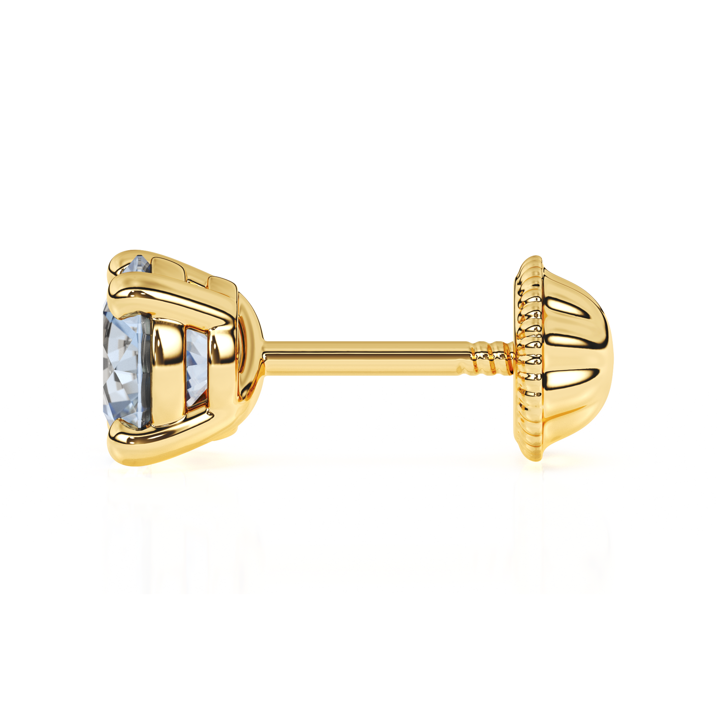 March Birthstone, 4mm Swarovski Crystal Stud Earrings - Solid 14K Gold, Screw Back, for Babies & Children