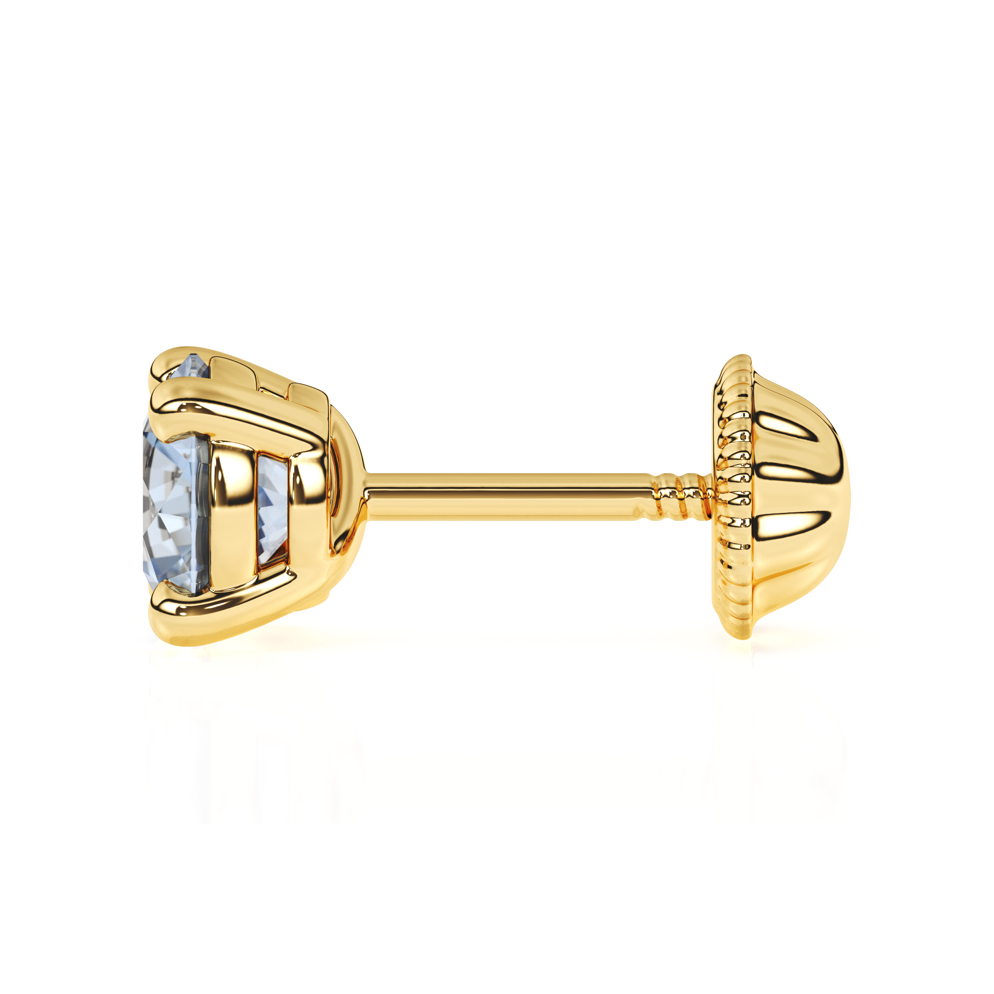 March Birthstone, 4mm Swarovski Crystal Stud Earrings - Solid 14K Gold, Screw Back, for Babies & Children