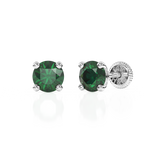 May Birthstone, 4mm Swarovski Crystal Stud Earrings - Solid 14K White Gold, Screw Back, for Babies & Children