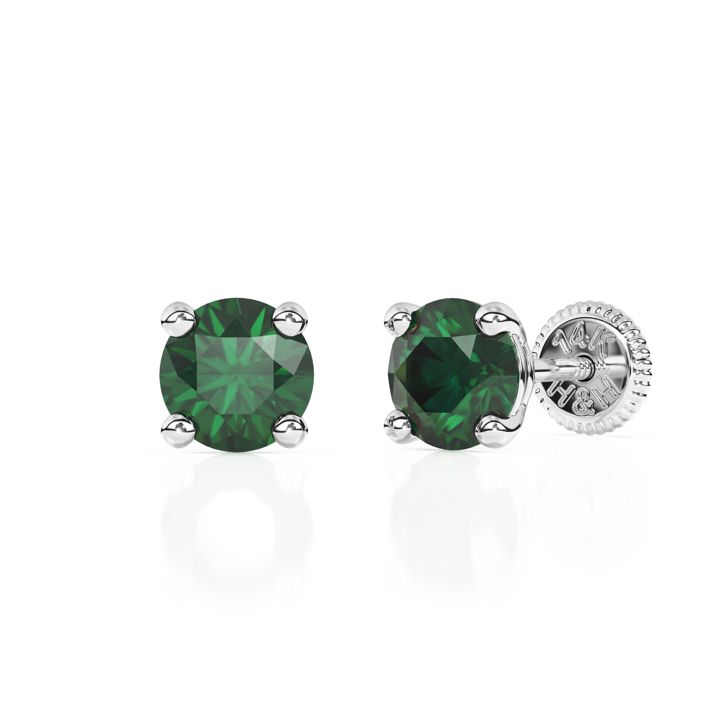 May Birthstone, 4mm Swarovski Crystal Stud Earrings - Solid 14K White Gold, Screw Back, for Babies & Children
