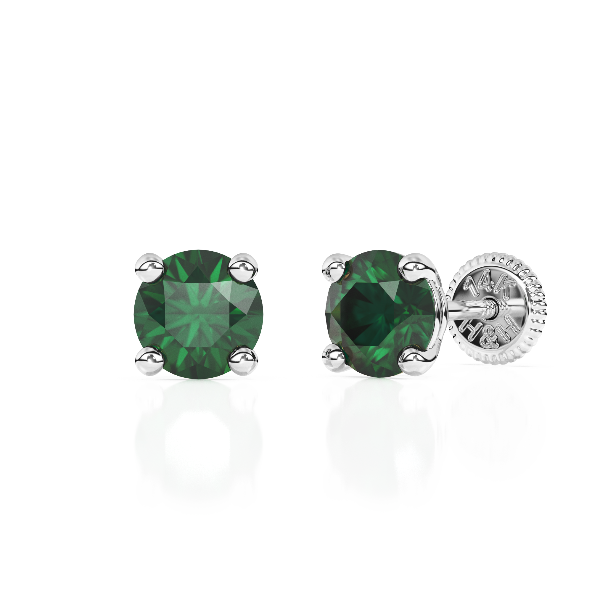 May Birthstone, 4mm Swarovski Crystal Stud Earrings - Solid 14K White Gold, Screw Back, for Babies & Children