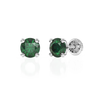 May Birthstone, 4mm Swarovski Crystal Stud Earrings - Solid 14K White Gold, Screw Back, for Babies & Children