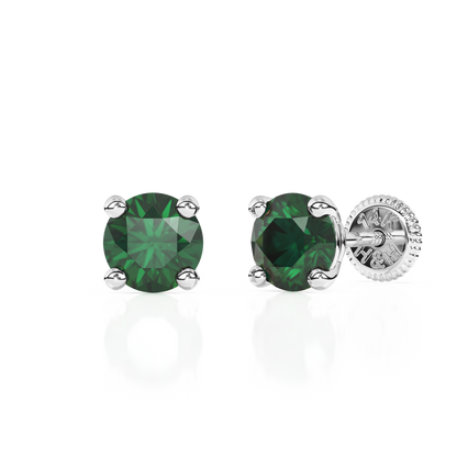 May Birthstone, 4mm Swarovski Crystal Stud Earrings - Solid 14K White Gold, Screw Back, for Babies & Children