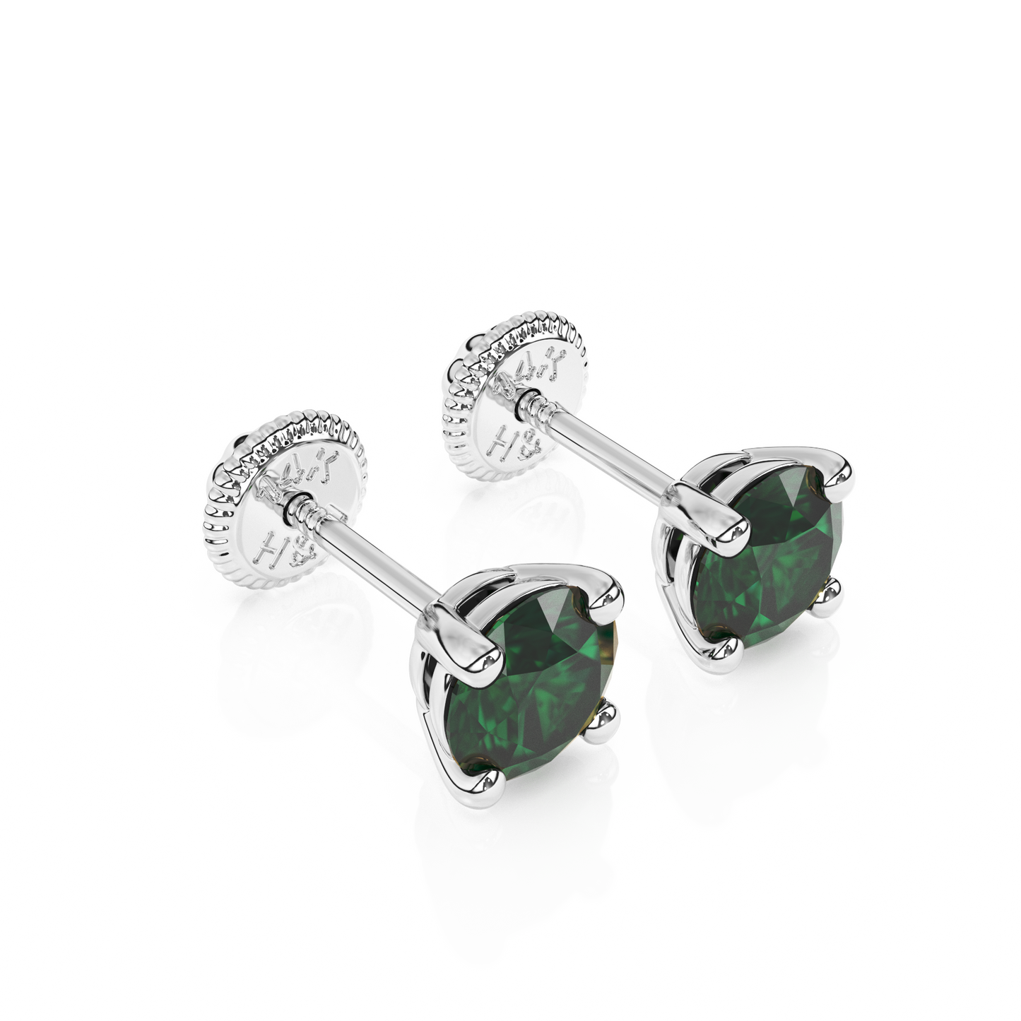 May Birthstone, 4mm Swarovski Crystal Stud Earrings - Solid 14K White Gold, Screw Back, for Babies & Children