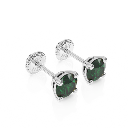 May Birthstone, 4mm Swarovski Crystal Stud Earrings - Solid 14K White Gold, Screw Back, for Babies & Children