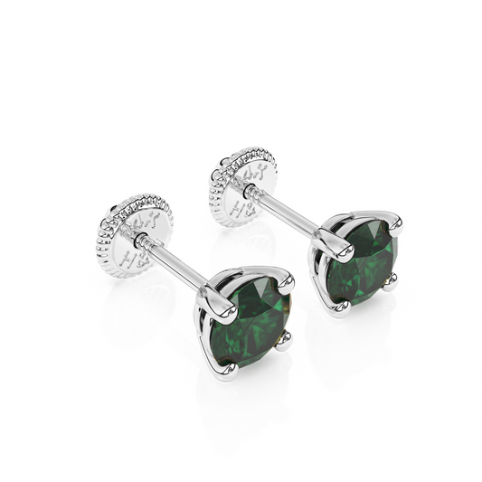 May Birthstone, 4mm Swarovski Crystal Stud Earrings - Solid 14K White Gold, Screw Back, for Babies & Children