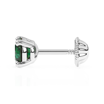 May Birthstone, 4mm Swarovski Crystal Stud Earrings - Solid 14K White Gold, Screw Back, for Babies & Children