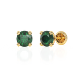 May Birthstone, 4mm Swarovski Crystal Stud Earrings - Solid 14K Gold, Screw Back, for Babies & Children