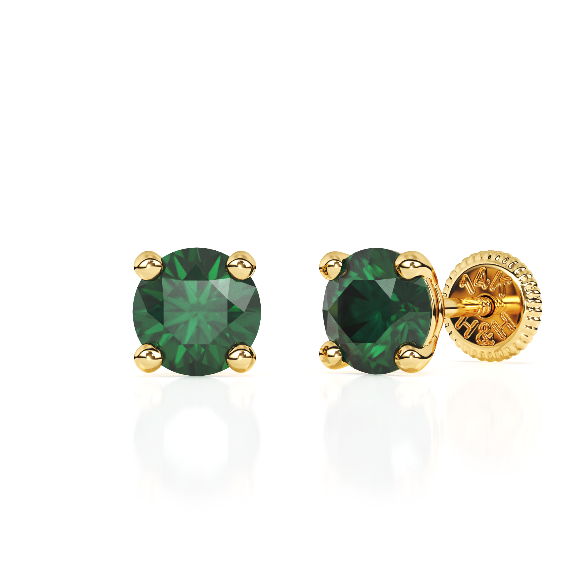 May Birthstone, 4mm Swarovski Crystal Stud Earrings - Solid 14K Gold, Screw Back, for Babies & Children