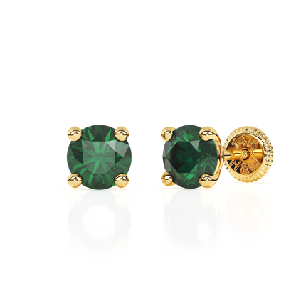 May Birthstone, 4mm Swarovski Crystal Stud Earrings - Solid 14K Gold, Screw Back, for Babies & Children