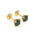 May Birthstone, 4mm Swarovski Crystal Stud Earrings - Solid 14K Gold, Screw Back, for Babies & Children