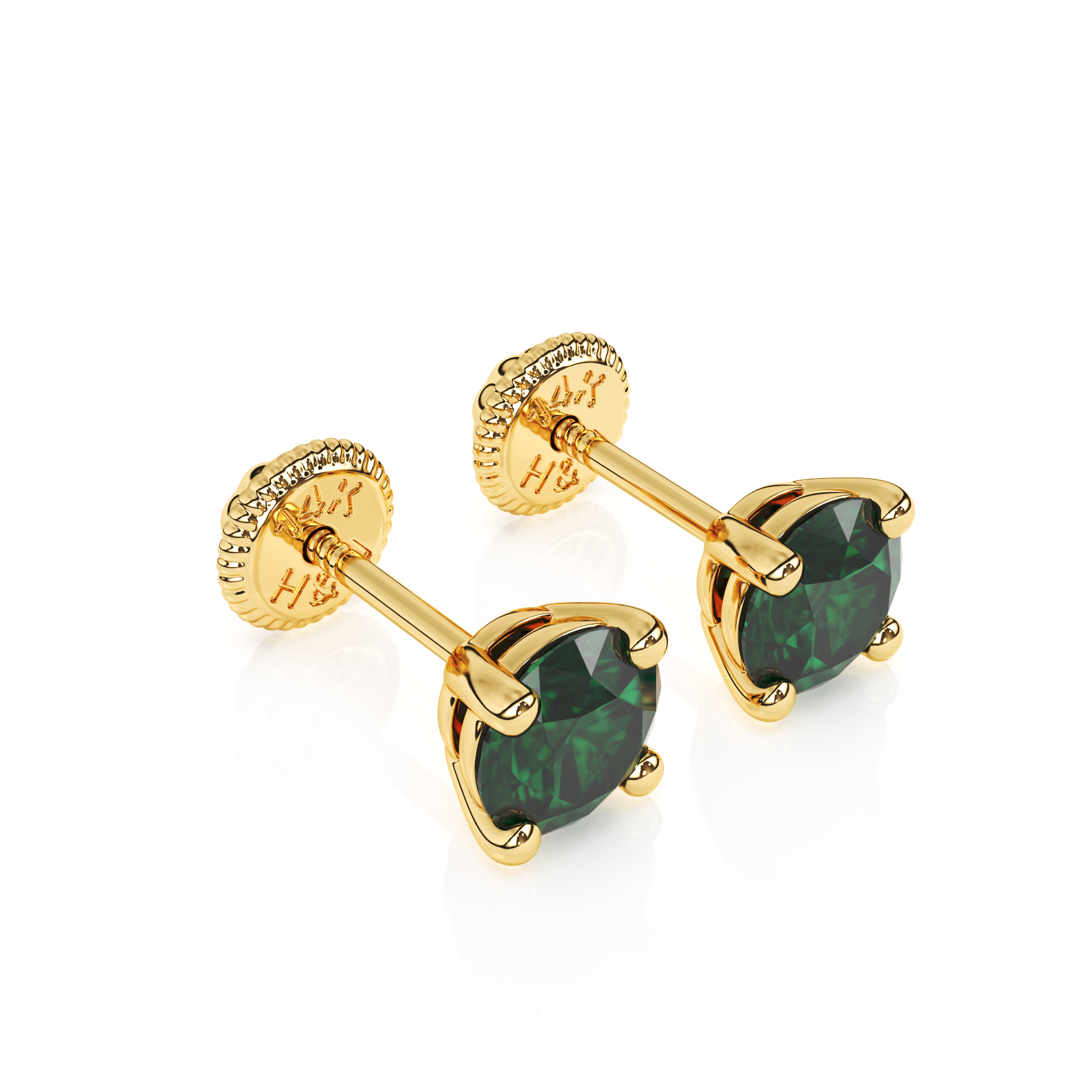 May Birthstone, 4mm Swarovski Crystal Stud Earrings - Solid 14K Gold, Screw Back, for Babies & Children
