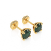May Birthstone, 4mm Swarovski Crystal Stud Earrings - Solid 14K Gold, Screw Back, for Babies & Children