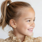 May Birthstone, 4mm Swarovski Crystal Stud Earrings - Solid 14K Gold, Screw Back, for Babies & Children
