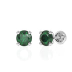 Swarovski May birthstone stud earrings in white gold with screwback post.
