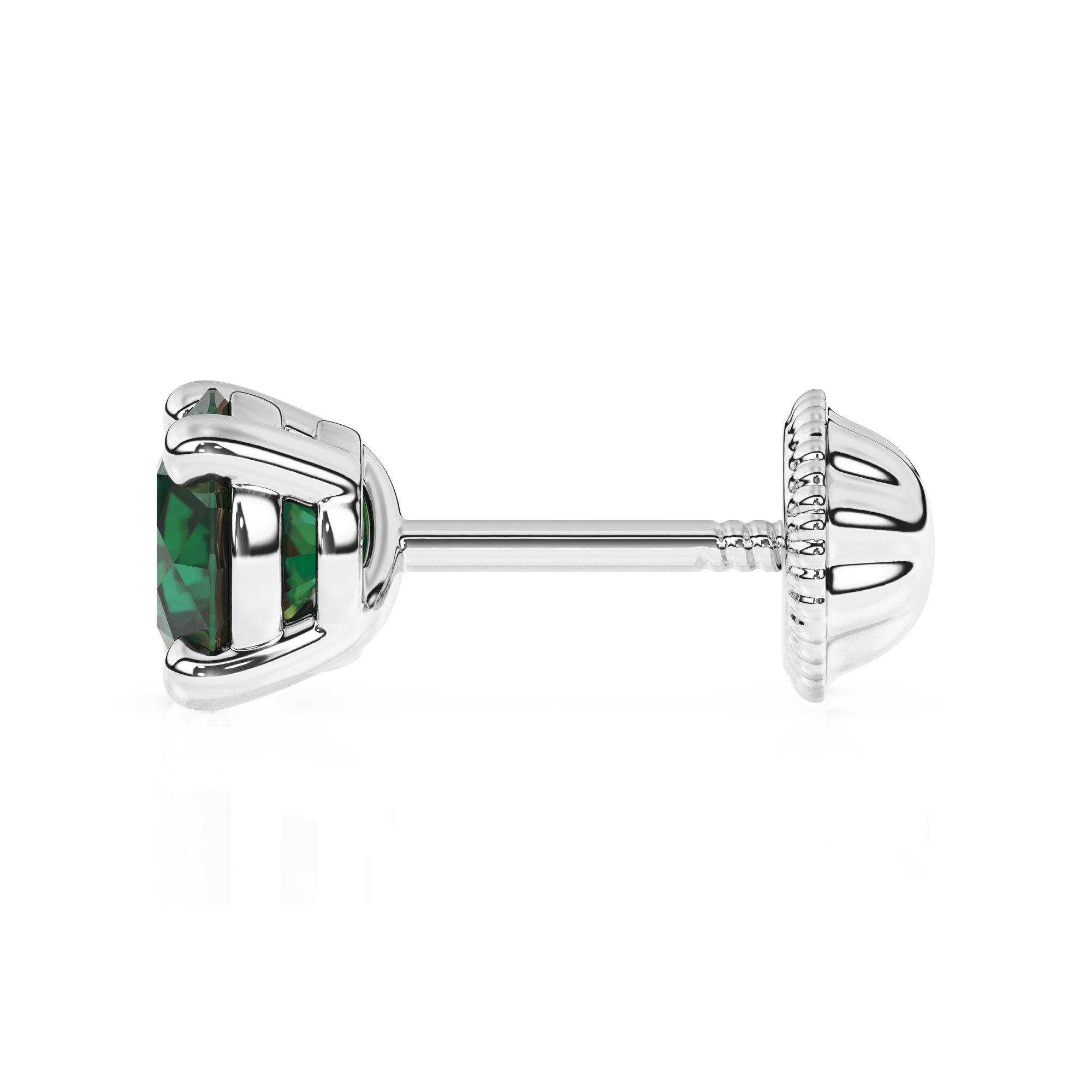 Swarovski May birthstone stud earrings in white gold with screwback post.