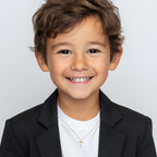 Modern Faith – Children’s Cross Necklace - For Boys of Faith in Solid 14k Rose Gold