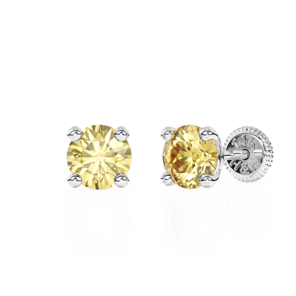 November Birthstone, 4mm Swarovski Crystal Stud Earrings - Solid 14K White Gold, Screw Back, for Babies & Children