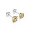 November Birthstone, 4mm Swarovski Crystal Stud Earrings - Solid 14K White Gold, Screw Back, for Babies & Children