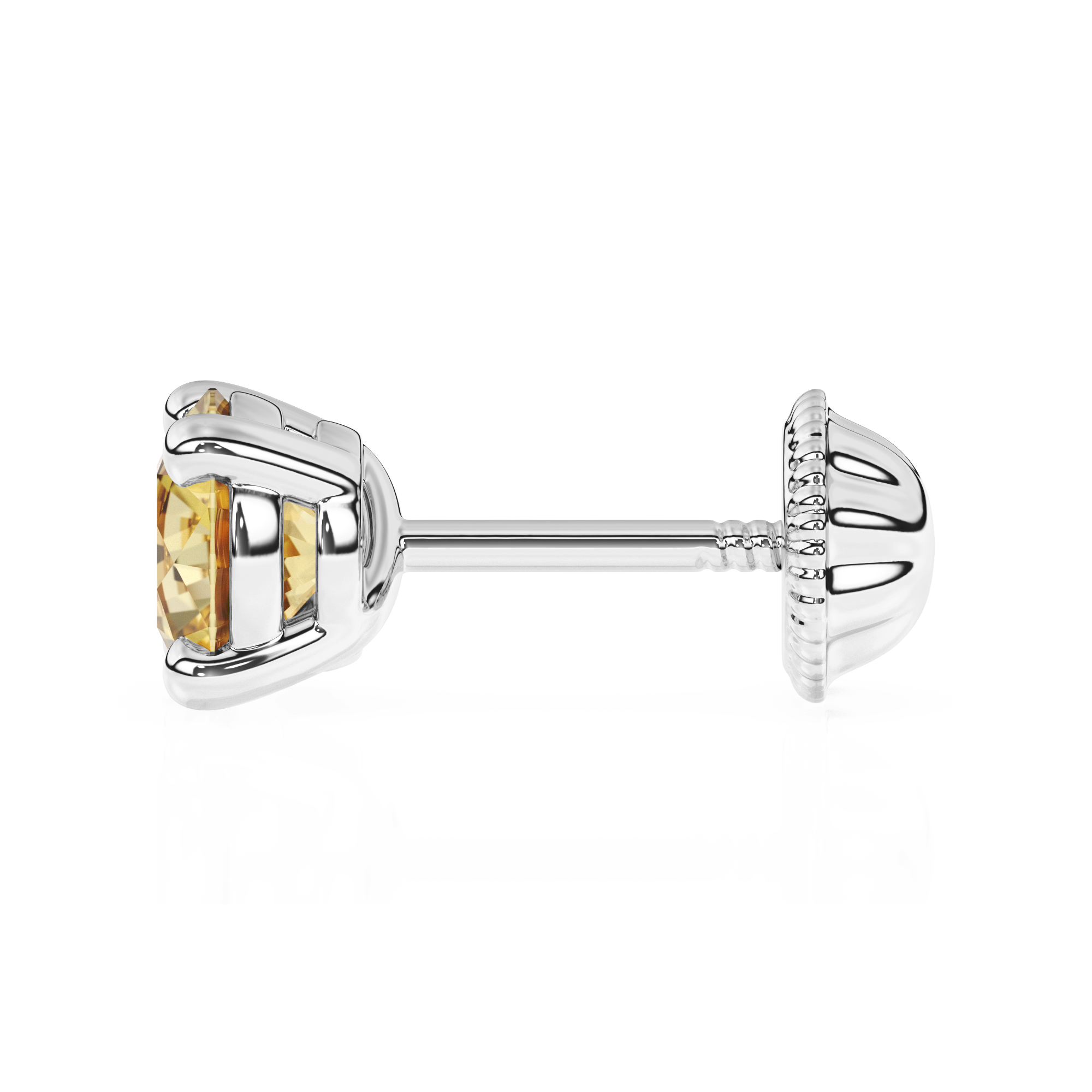 November Birthstone, 4mm Swarovski Crystal Stud Earrings - Solid 14K White Gold, Screw Back, for Babies & Children