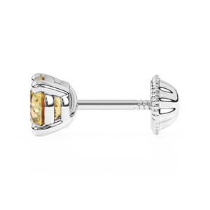 November Birthstone, 4mm Swarovski Crystal Stud Earrings - Solid 14K White Gold, Screw Back, for Babies & Children