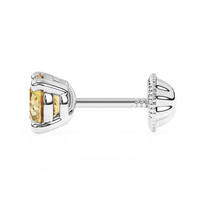 November Birthstone, 4mm Swarovski Crystal Stud Earrings - Solid 14K White Gold, Screw Back, for Babies & Children