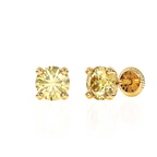 November Birthstone, 4mm Swarovski Crystal Stud Earrings - Solid 14K Gold, Screw Back, for Babies & Children